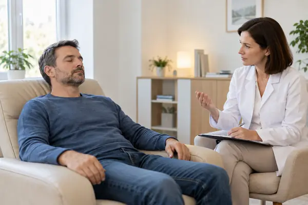 врач разговаривает с пациентом о кодировании методом Рожнова